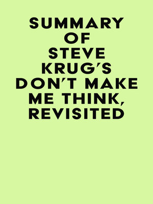 cover image of Summary of Steve Krug's Don't Make Me Think, Revisited